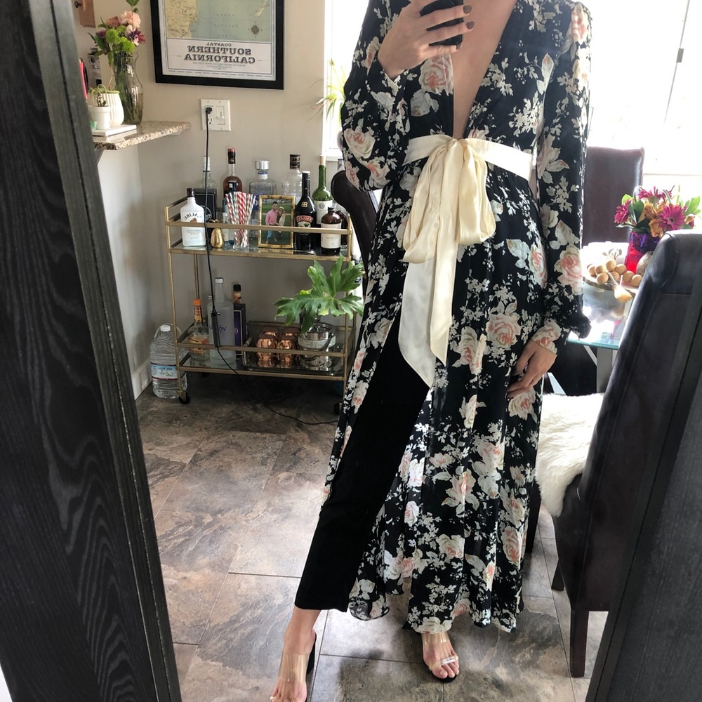 Stone cold fox black floral open dress